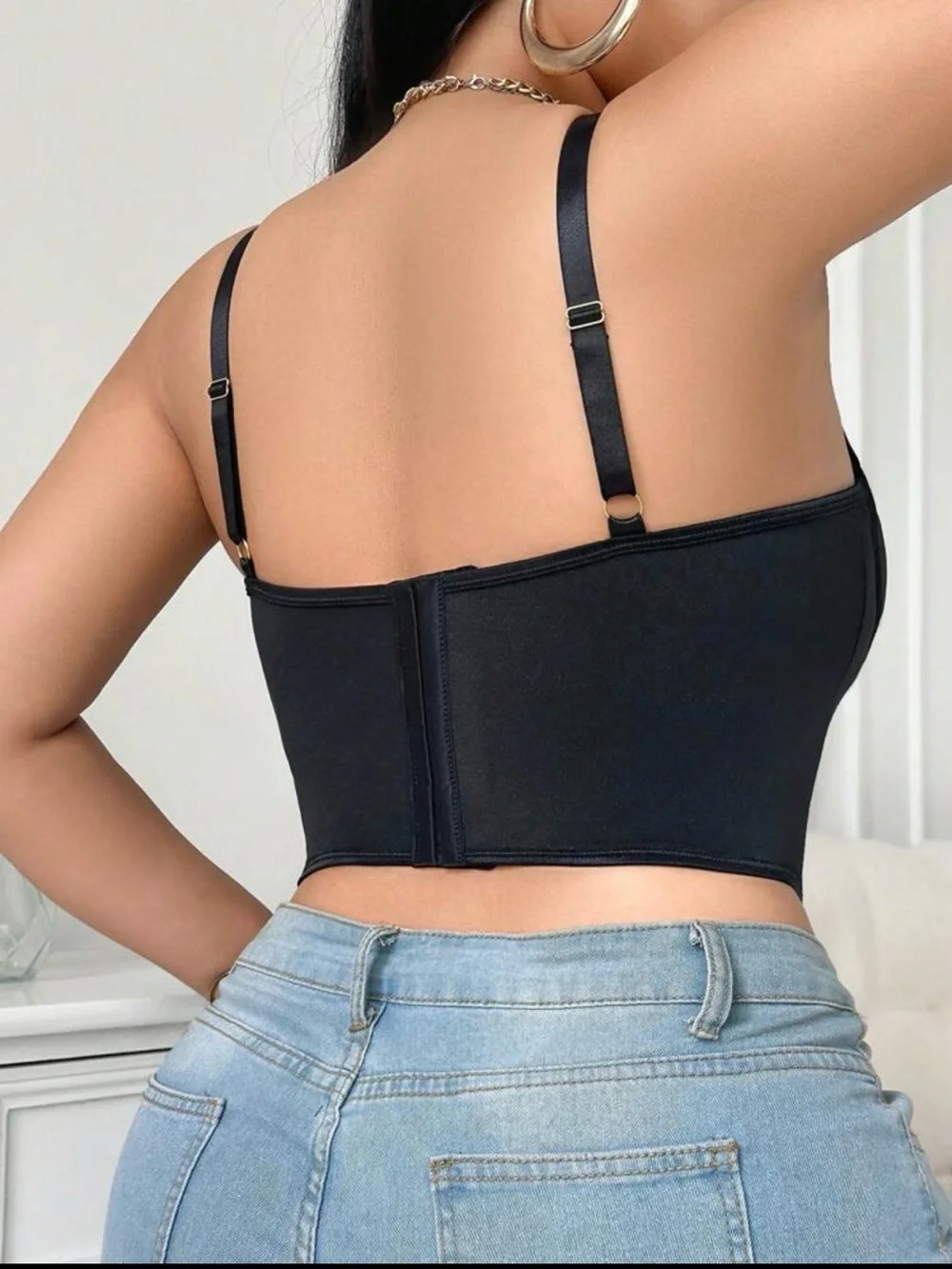 SHEIN Black Lace Longline Bustier Bra Top - Picture 2 of 3